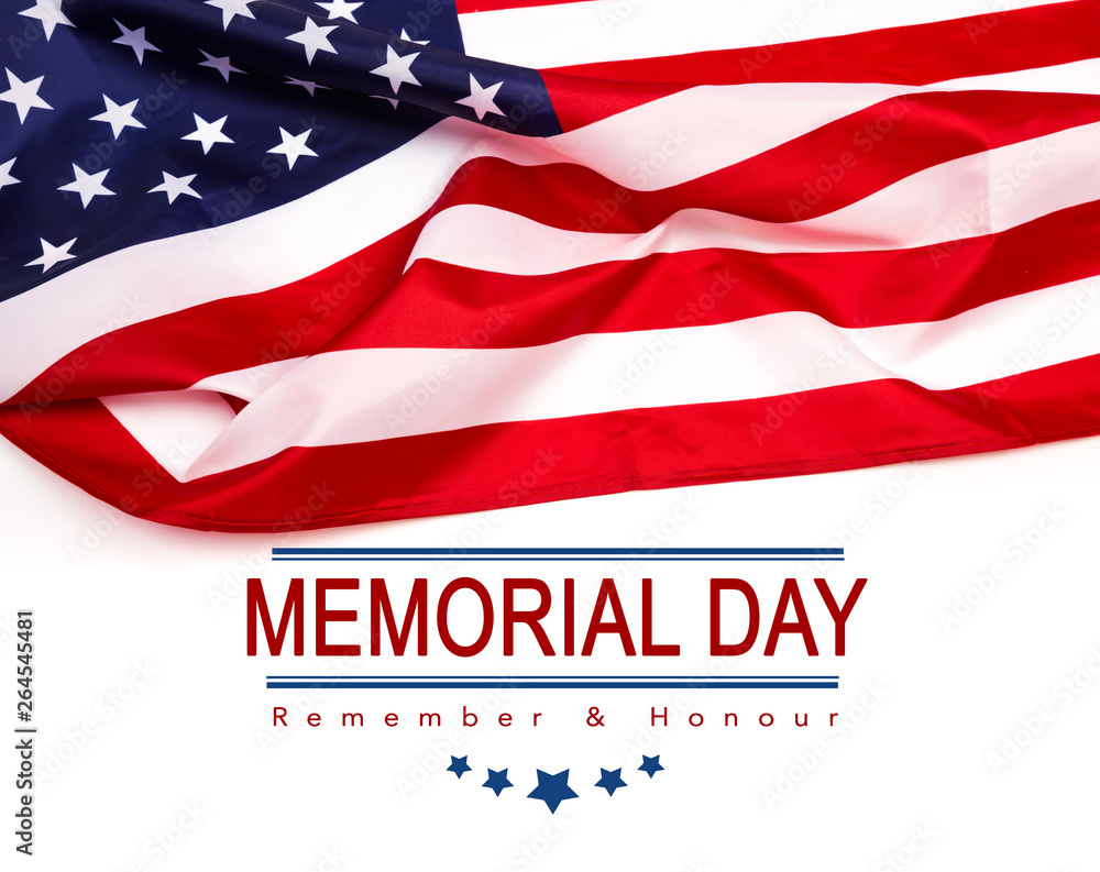 Text Memorial Day on American flag background Stock Photo | Adobe Stock