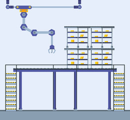 Wall Mural - technified factory scene icon