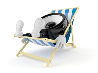 Wall Mural - Speaker character lying on deck chair