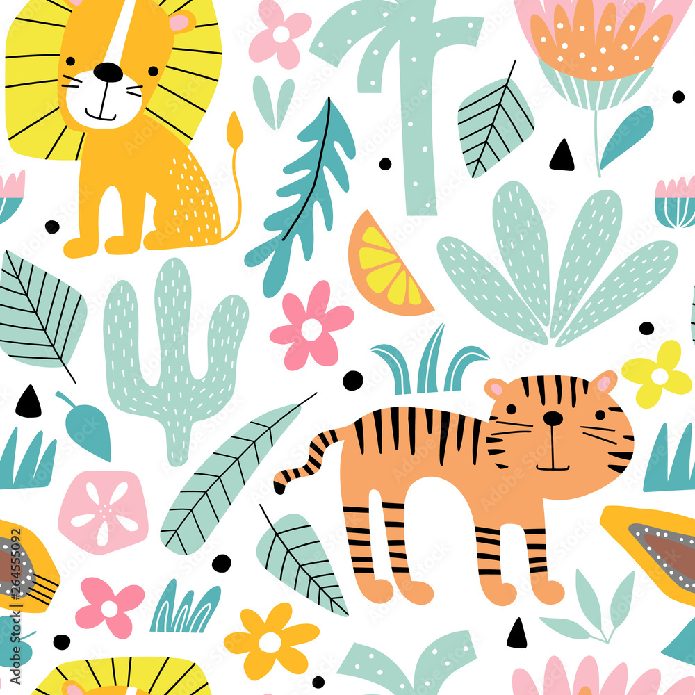 Seamless pattern with african animals Stock Vector | Adobe Stock