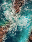 Fototapeta Łazienka - Beautiful aerial birds eye view on ocean waves, Fuerteventura is