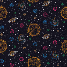 Cosmos Outer Space Doodles Seamless Vector Pattern