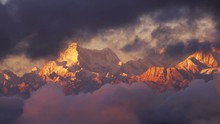 Time-lapse Close-up Cloud Moving In Front Of Kangchenjunga Mount At Twilight Time , Lockdown.