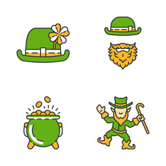 Wall Mural - Saint Patrick’s Day color icons set