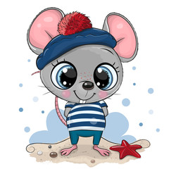 Sticker - Baby cartoon Mouse in sailor costume