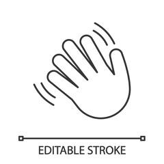 Poster - Waving hand gesture emoji linear icon