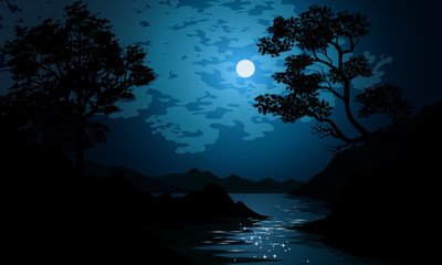 full moon and tree