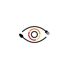 Sticker - eye see food spoon fork logo vector icon illustration