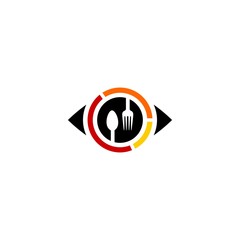 Sticker - eye see food spoon fork logo vector icon illustration