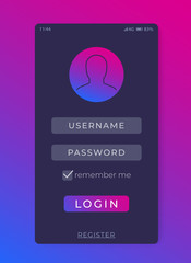 Canvas Print - Login, Sign in form, mobile interface vector