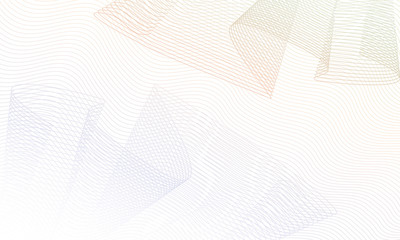 Abstract vector watermark. Colored technology background. Guilloche art line design, pastel purple, beige gradient. Pleated net pattern on ripple subtle curves. EPS10 illustration