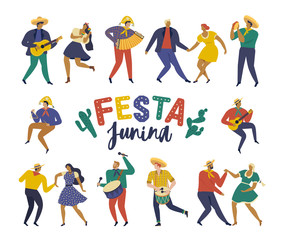 Wall Mural - Festa Junina. Vector templates for Latin American holiday, the June party of Brazil. Design for banner and over use.