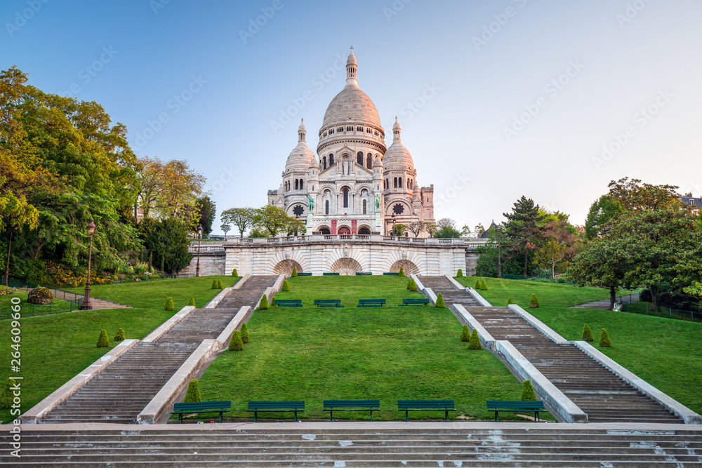 Sacre Coeur z Montmartre w Paryżu - obrazy, fototapety, plakaty 