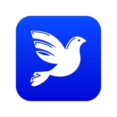 Sticker - White peace pigeon icon blue vector isolated on white background