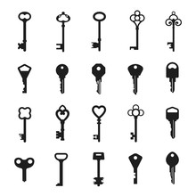 Vintage Key Black Silhouette, Security Metal Collection