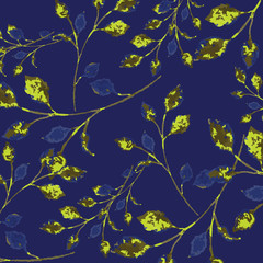  Leaves texture pattern.Watercolor floral background.