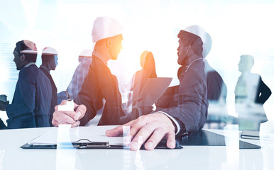 Wall Mural - Man signing document, business team