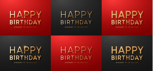 Happy birthday, elegant gold lettering font.