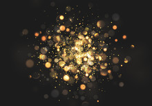 Christmas Golden Lights. Background Of Bright Glow Bokeh