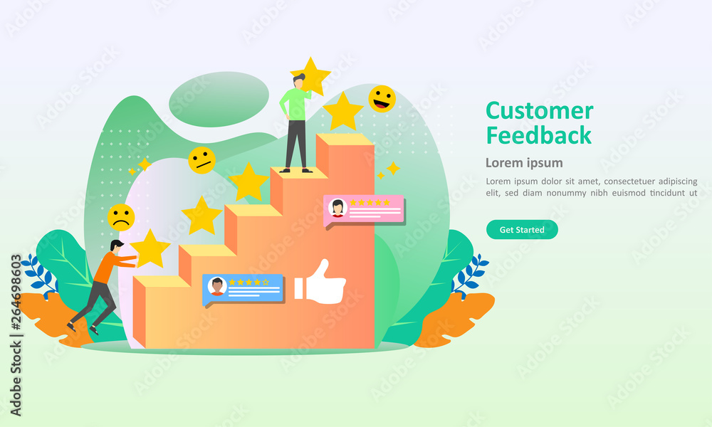 Customer Feedback concept design, people give vote review results ...