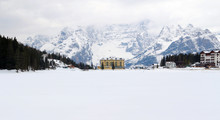 All In White At Misurina Lake In Late Winter