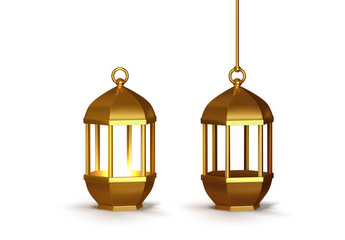 Wall Mural - Gold vintage lanterns. Arabic shining lamps.