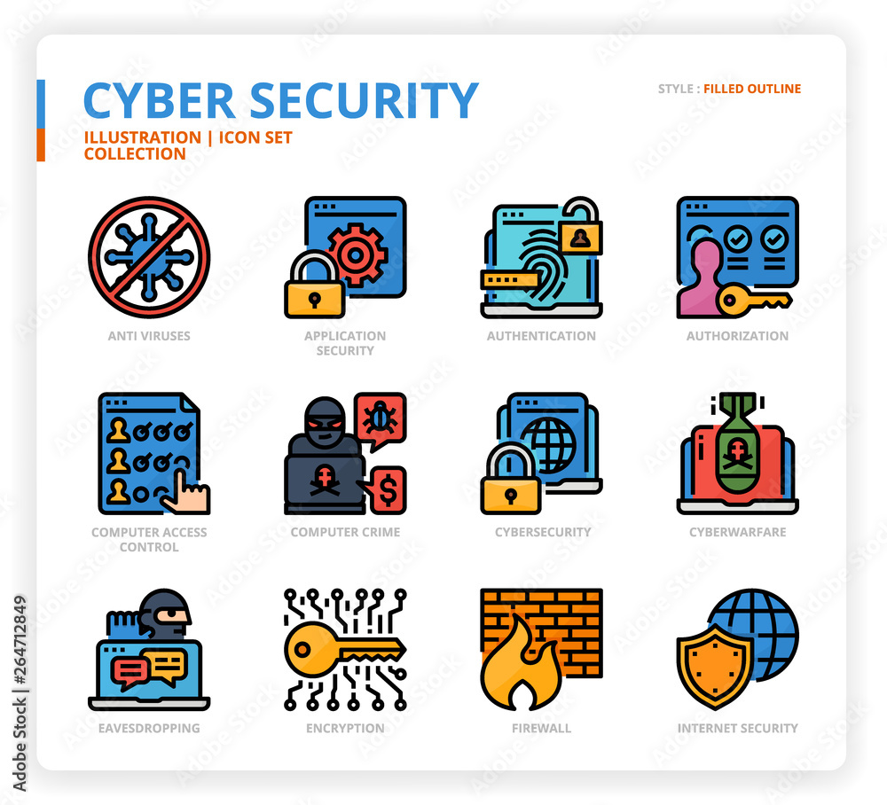 Cyber Security icon set Stock Vector | Adobe Stock
