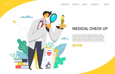 Wall Mural - medical check up vector website landing page design template