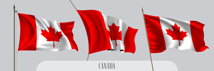 Poster - Set of Canada waving flag on isolated background vector illustration