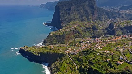 Fototapete - Beautiful mountain landscape of Madeira island, Portugal. Aerial view.