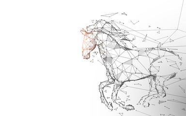 Fototapete - Horse run gallop from lines, triangles and particle style design. Illustration vector