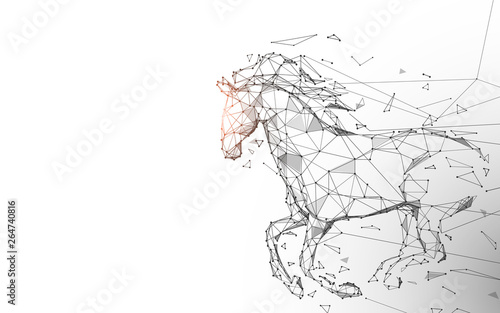 Fotomural Horse run gallop from lines, triangles and particle style design