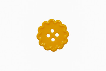 one round curl yellow sewing button four holes