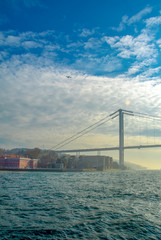 Wall Mural - Istanbul Bosphorus Bridge at night. 15th July Martyrs Bridge. Istanbul / Turkey.