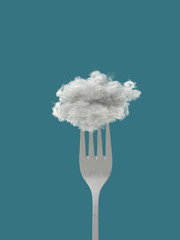 Poster - fluffy white cloud on a fork