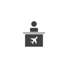 Airport information desk, check-in counter symbol