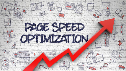 Wall Mural - Page Speed Optimization Drawn on White Brickwall. 3d.