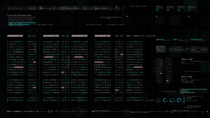 Aufkleber - Futuristic source code digital data telemetry motion graphic display screen with user interface display for digital background computer desktop display screen