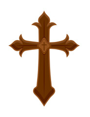 Wall Mural - wooden catholic cross isolated icon