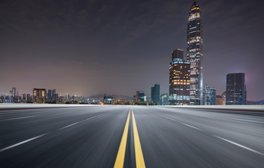 empty highway with cityscape and skyline of shenzhen,China.