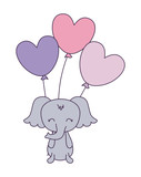 Fototapeta Dziecięca - cute elephant with balloons helium