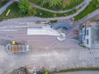 Wall Mural - Aerial view of model railroad tracks in Switzerland
