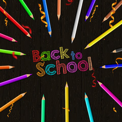 Wall Mural - Welcome Back to School - Back to School Vector Illustration. Back to school education with colored pencil - Back to school isolated vector.