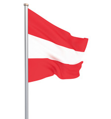 Austria flag blowing in the wind. Isolated on white. Background texture. Vienna, Austria. 3d rendering, wave. - Illustration