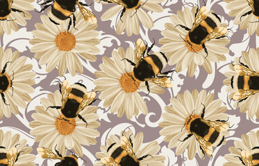 Wall Mural -  Vintage Beautiful and trendy Seamless Spring Pattern design in super high resolution. Pattern Decoration Texture. Vintage Style Design for Fabric Print, Wallpaper Background.