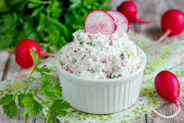 Canvas Print - Cottage cheese radish parsley appetizer