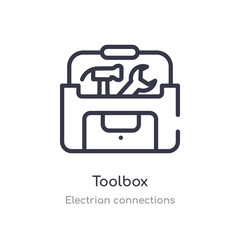 toolbox outline icon. isolated line vector illustration from electrian connections collection. editable thin stroke toolbox icon on white background