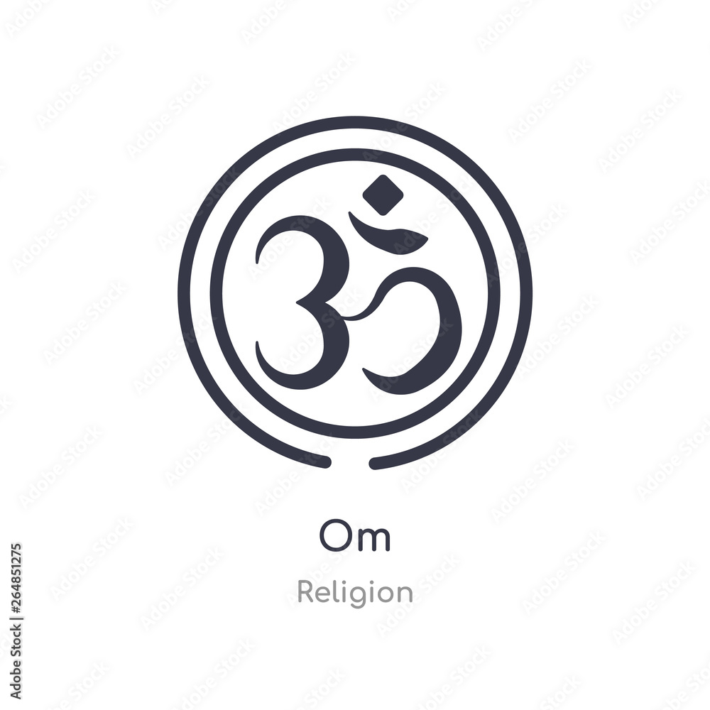 om outline icon. isolated line vector illustration from religion collection. editable thin stroke om icon on white background - obrazy, fototapety, plakaty 
