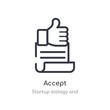 accept outline icon. isolated line vector illustration from startup stategy and collection. editable thin stroke accept icon on white background