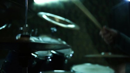 Wall Mural - Drummer Playing On Drums On Rock Concert. Slow Motion Effect